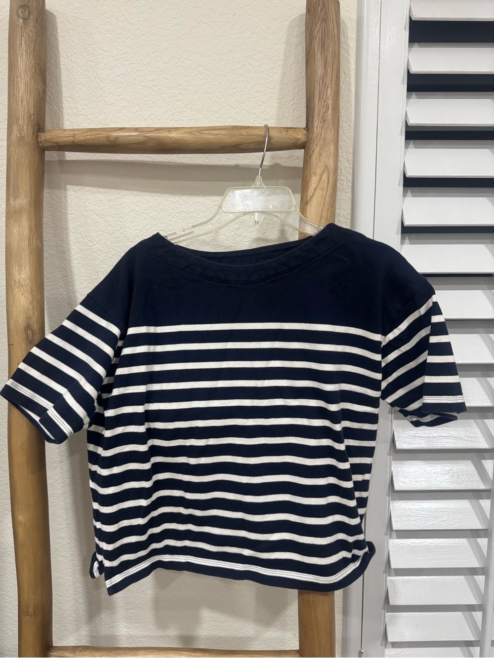Boden Navy & White Striped Short Sleeve Top